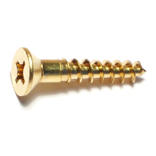 Midwest Fastener Wood Screw, #12, 1-1/4 in, Plain Brass Flat Head Phillips Drive, 32 PK 62826